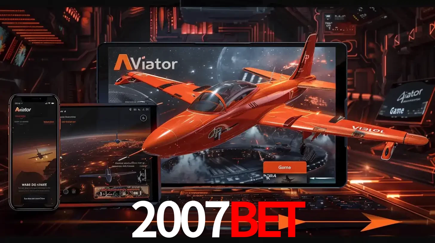 Apresentação tecnológica do jogo Aviator com um avião saindo da tela de um tablet, demonstrando a experiência imersiva em múltiplos dispositivos no 2007bet.