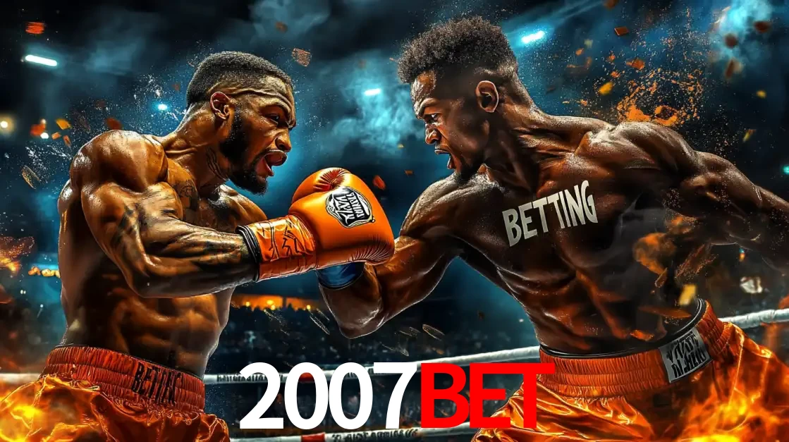 Dois boxeadores em uma luta intensa e explosiva, representando a adrenalina e as oportunidades de apostas em esportes de combate disponíveis na plataforma 2007bet.