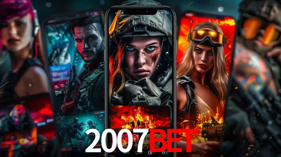 Montagem de telas de celular mostrando diversos personagens, masculinos e femininos, de um jogo de tiro, ilustrando a diversidade de equipes de e-sports para apostar no 2007bet.