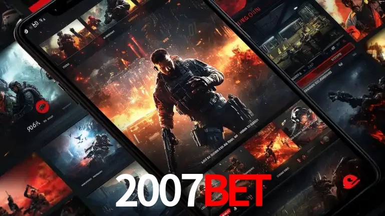 Tela de um celular exibindo uma galeria de jogos de tiro com temática militar, mostrando a variedade de e-sports disponíveis para apostas na plataforma de entretenimento 2007bet.