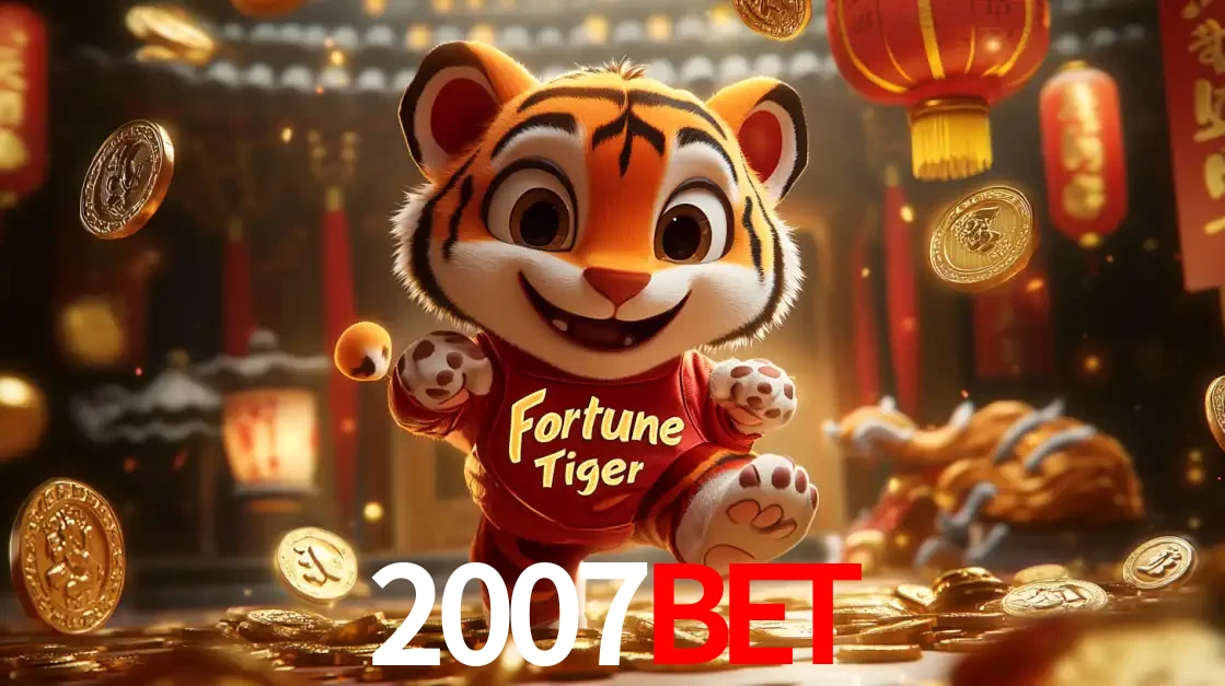 O alegre personagem do Fortune Tiger correndo sobre um caminho de moedas de ouro, simbolizando os grandes prêmios e a diversão do popular jogo de slot do 2007bet.