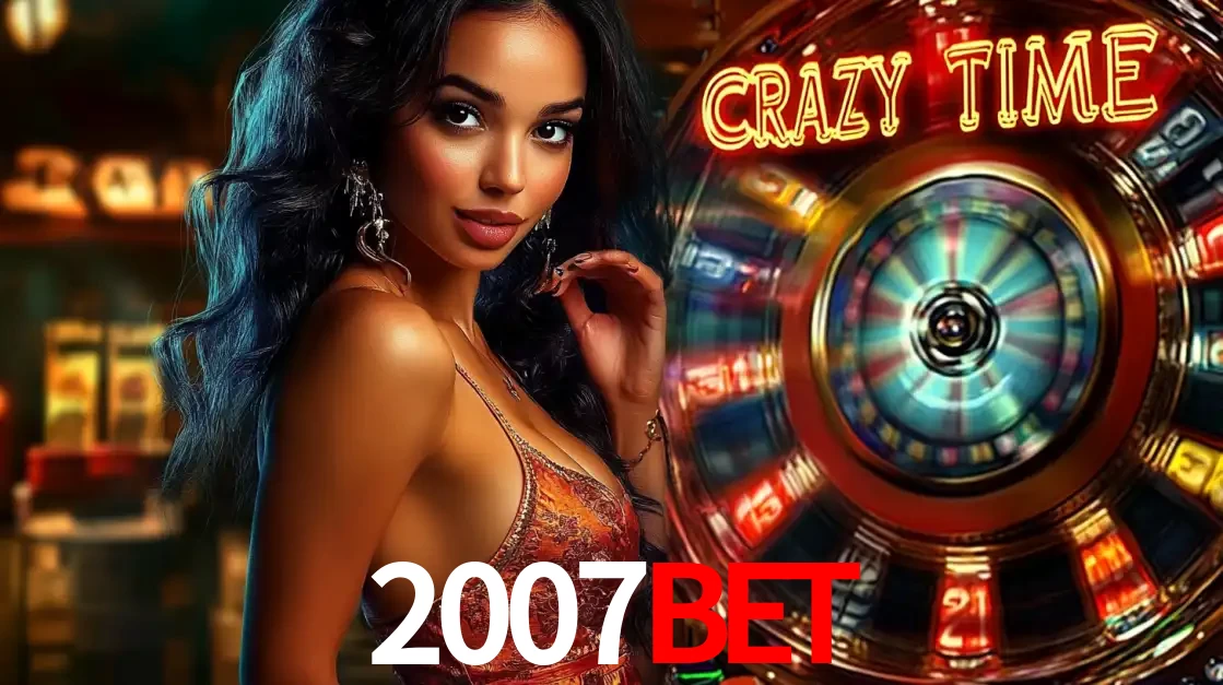 Mulher elegante ao lado da vibrante roda da fortuna do jogo de cassino ao vivo Crazy Time, um dos game shows mais populares e cheios de prêmios do 2007bet.